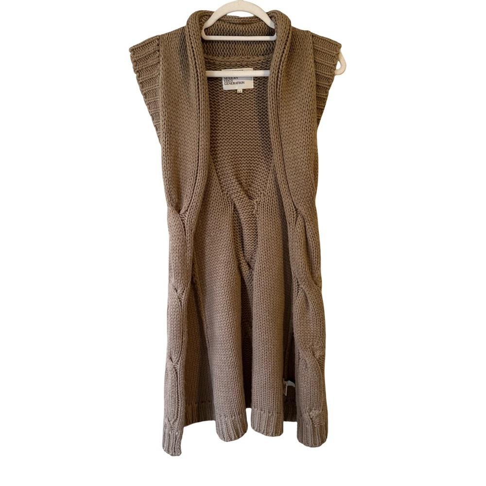 Urban Behavior Tan Knit Vest Size S Boho Cozy Casual Fall Winter Layering